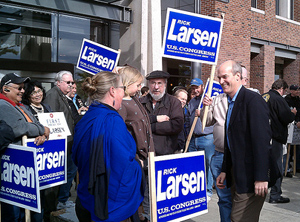 Larsen Announces Bid for Re-Election to Crowd of Over 350 Supporters