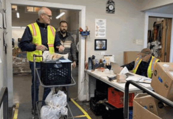Rick Larsen visits local food banks